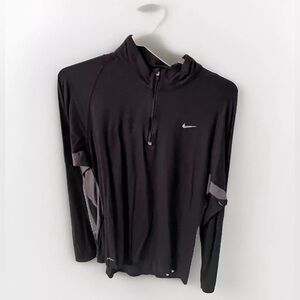 NIKE RUNNING Mens Dri-Fit Pullover Black Crewneck Long Sleeve Shirt L Gym Jog